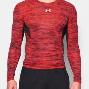 Under Armour Red and Black Space-Dye Compression Top